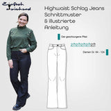 Schnittmuster High Waist Schlag Jeans "Der geschlungene Pfad" Damen Gr. 64 - 124