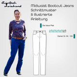 Schnittmuster Mid Waist Bootcut Jeans "Der blaue Pfad" Damen Gr. 64 - 124