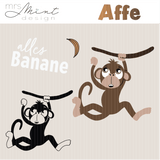 Plotterdatei - Affe einzeln - Monkey - alles Banane - svg - dxf - cutting file - Silhouette - Cricut - Sewando