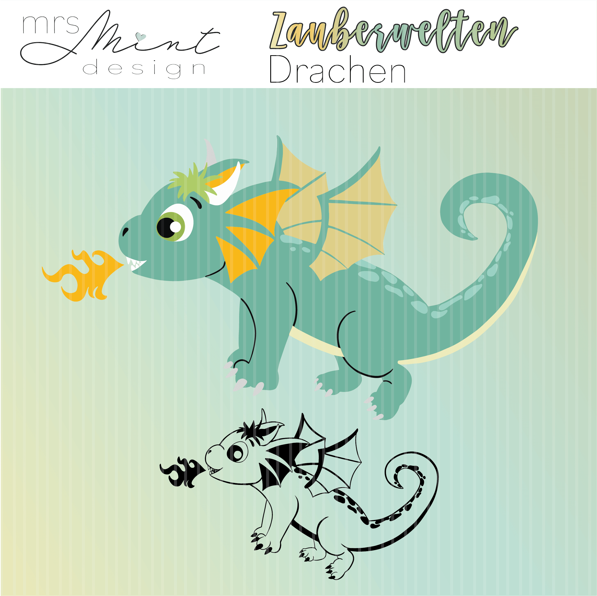 Plotterdatei - Zauberwelten Drachen einzeln - svg - dxf - cutting file - Silhouette - Cricut - Sewando