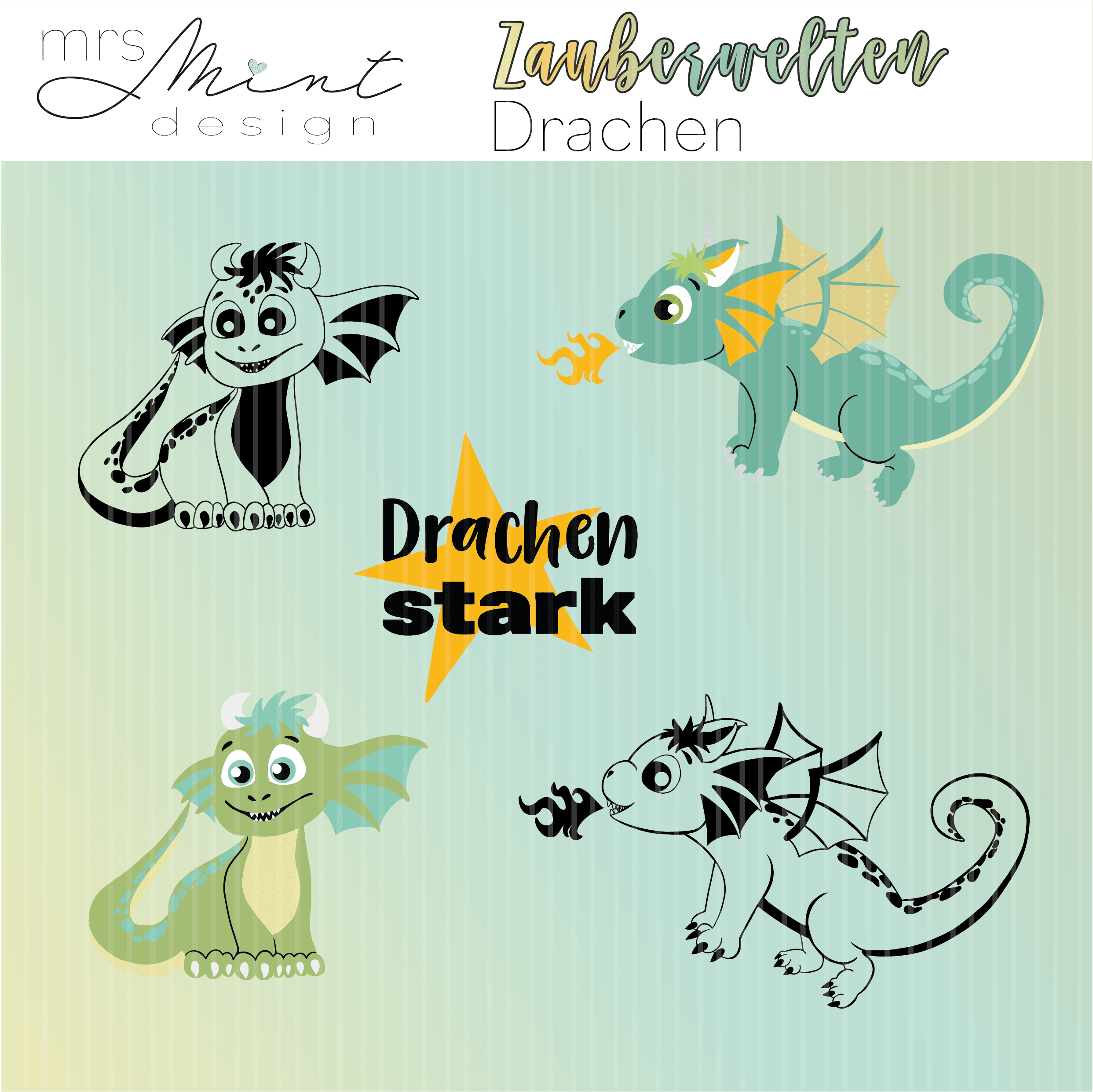 Plotterdatei - Zauberwelten Drachen - svg - dxf - cutting file - Silhouette - Cricut - Sewando