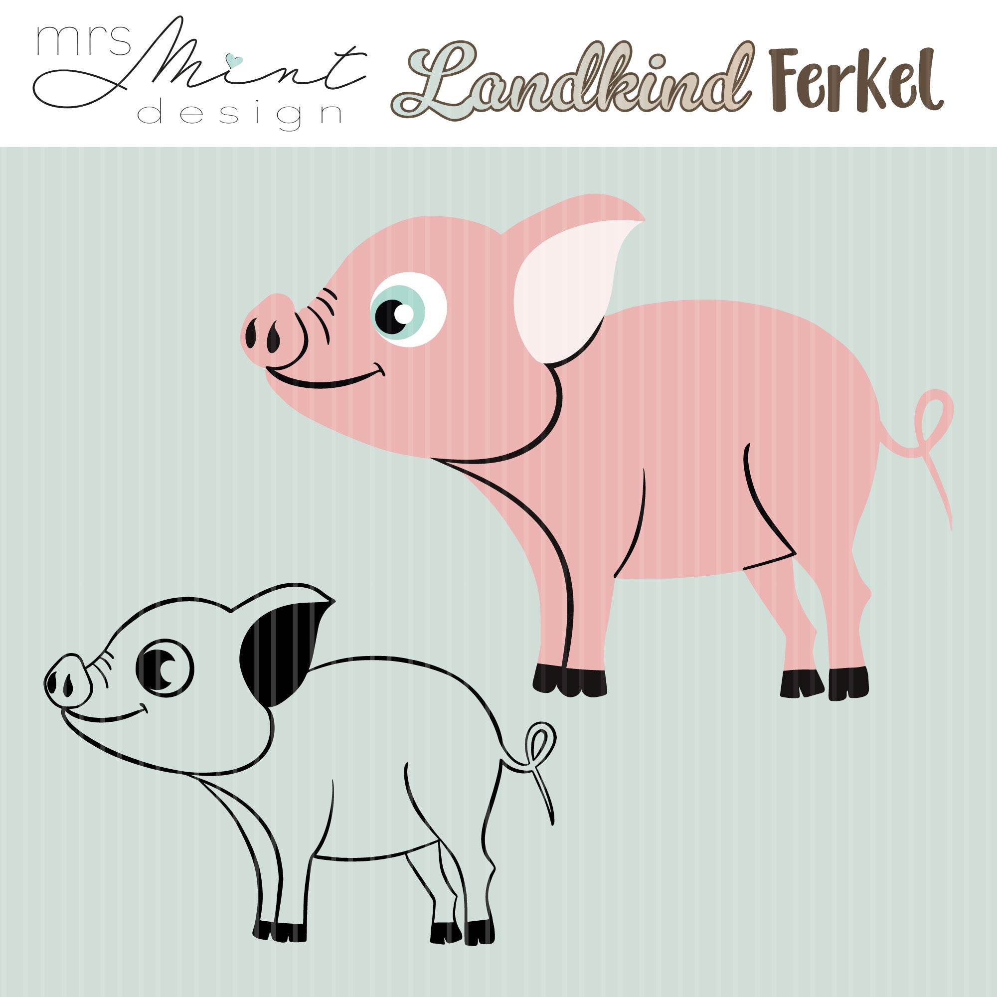 Plotterdatei - Landkind Ferkel - Schwein - svg - dxf - cutting file - Silhouette - Cricut - Sewando