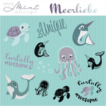 Plotterdatei - Meerliebe - Schildkröte - Qualle - Narwal - svg - dxf - cutting file - Silhouette - Cricut - Sewando