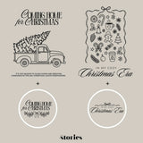 Zweiteiliges Weihnachts-Plotterdatei-Set mit In my cozy Christmas Era & Coming Home for Christmas – Line Art Designs für Sweater, Hoodies & festliche DIY-Projekte.