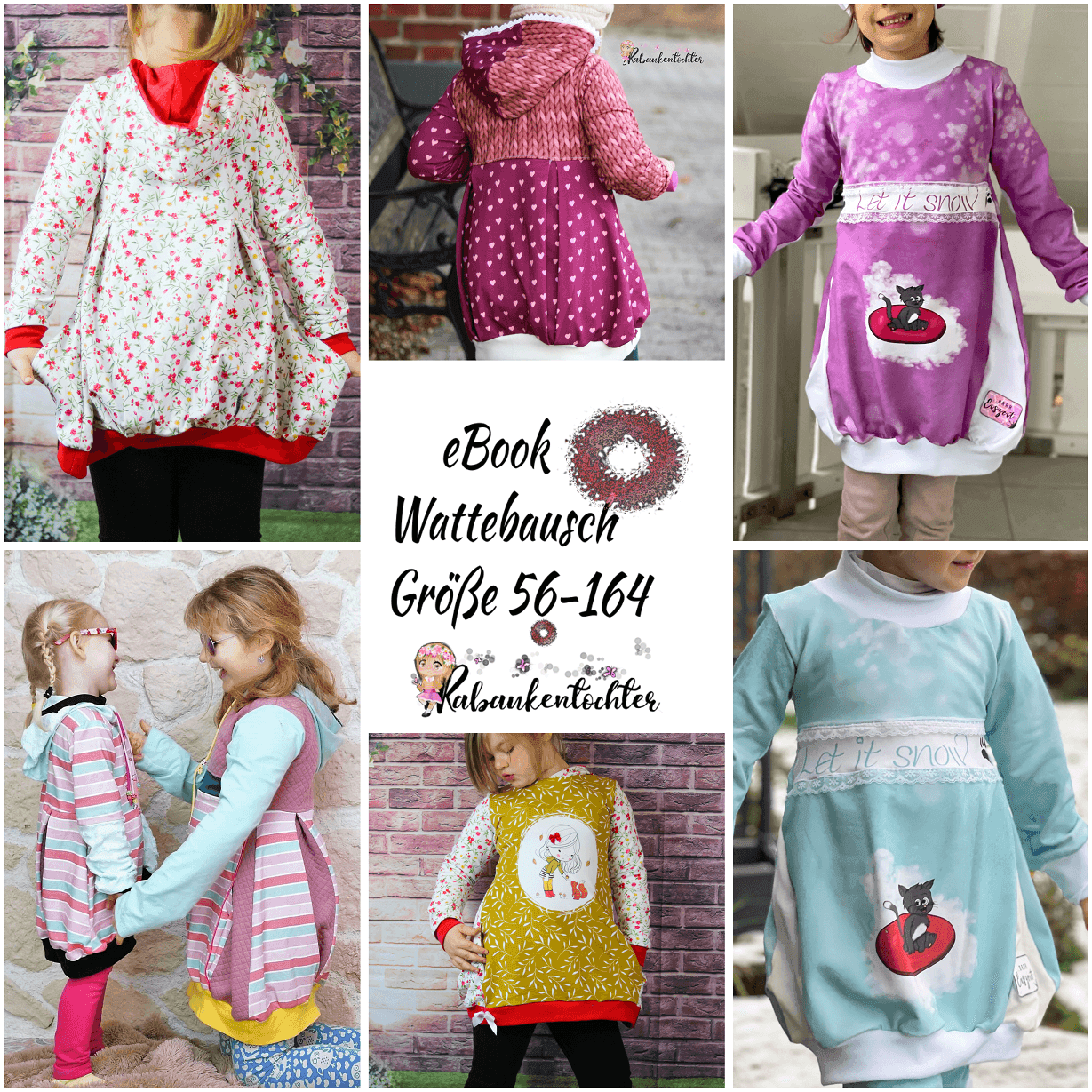 Schnittmuster Wattebausch Longpulli Größe 56-164 - Sewando