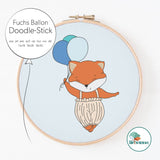 Doodle-Stickdatei Fuchs mit Ballon 3 Größen - Sewando