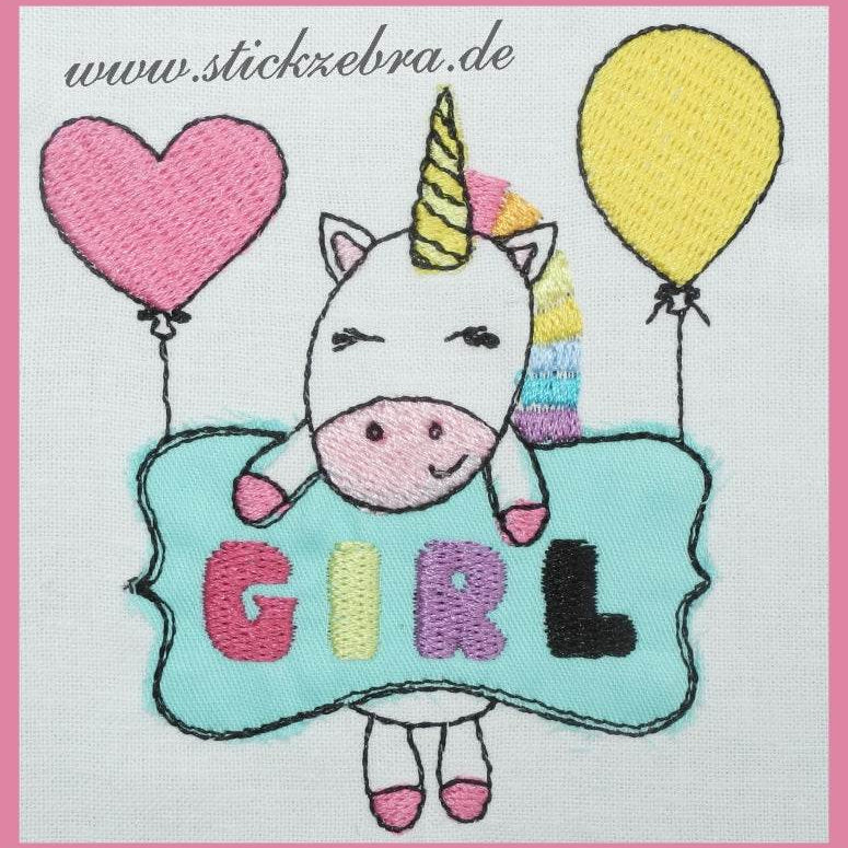 Einhorn Babyparty Stickdatei, fröhlicher Baby-Party-Charme für deine Stickmaschine - Sewando
