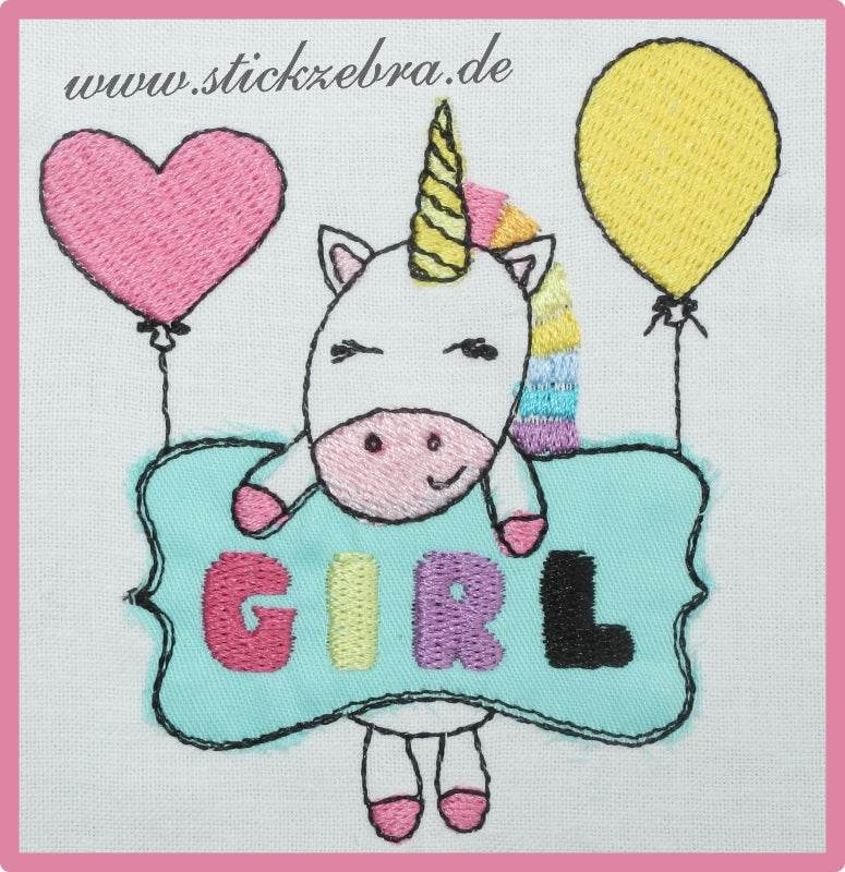 Einhorn Babyparty Stickdatei, fröhlicher Baby-Party-Charme für deine Stickmaschine - Sewando
