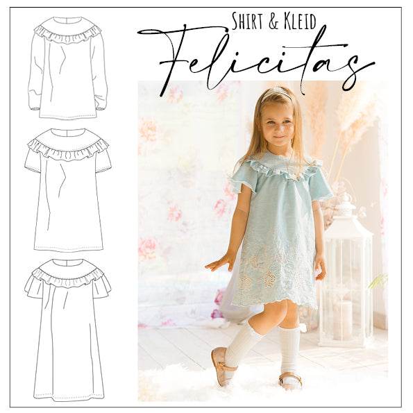 Schnittmuster Shirt und Kleid Felicitas Gr. 74 - 158 - Sewando