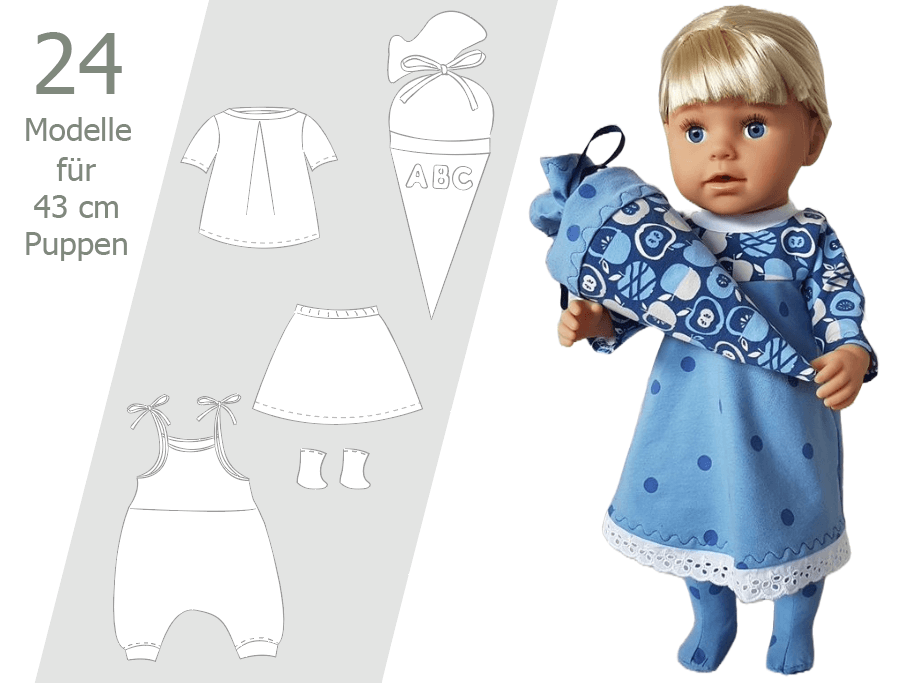 Sommerliche Puppenkleidung nähen – für 43 cm Babypuppen - Sewando