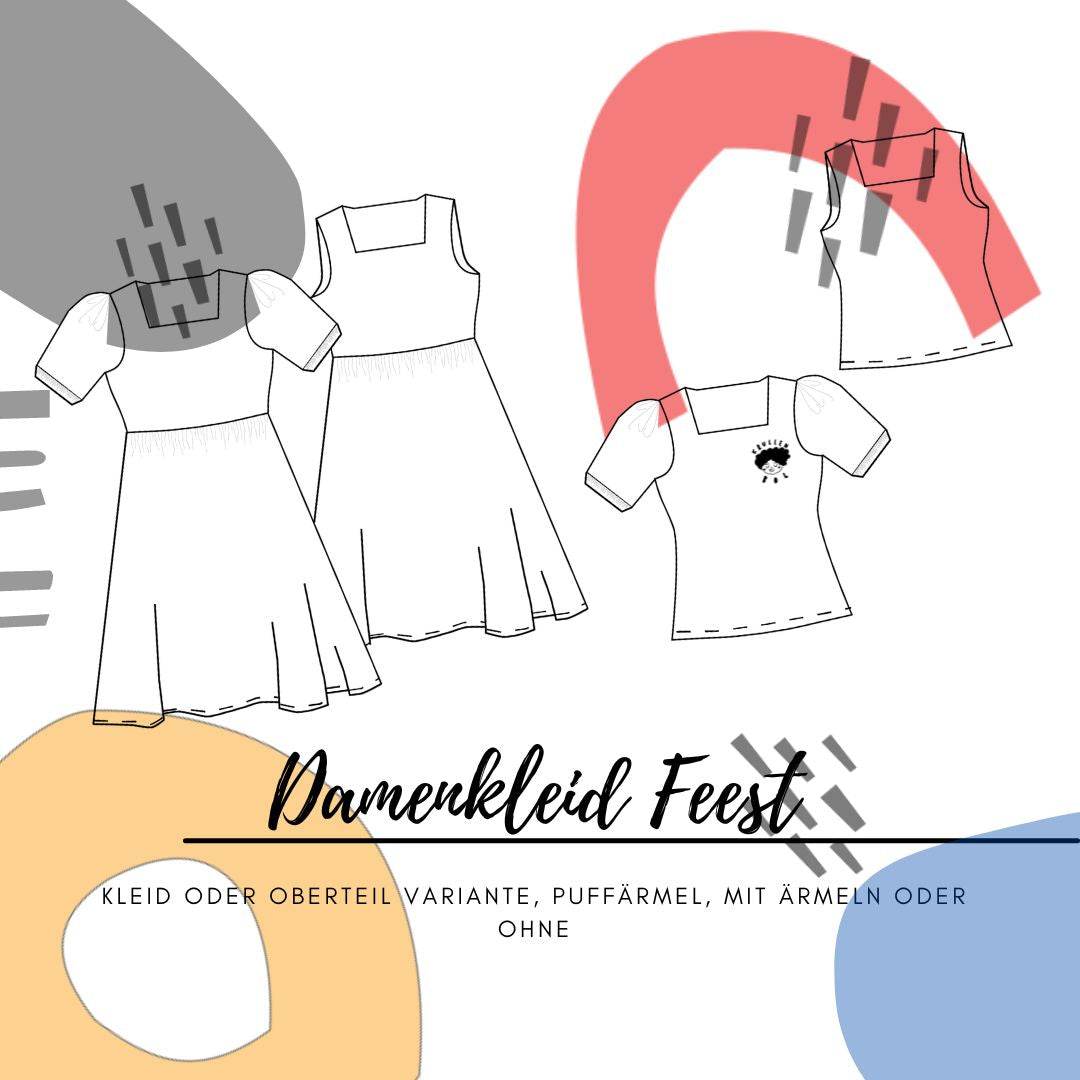 Schnittmuster Kleid Feest Gr. 32-50 - Sewando