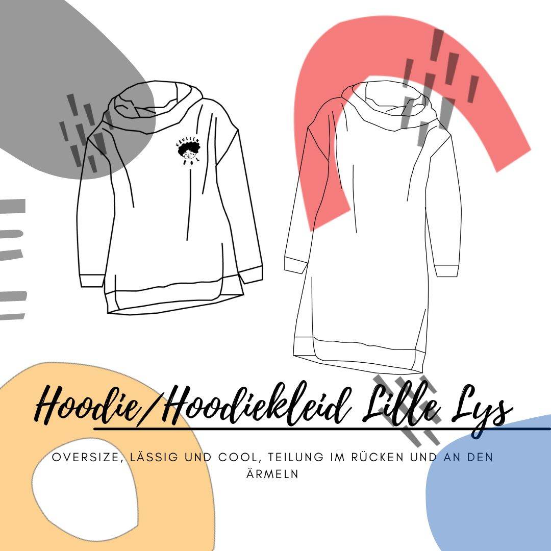 Schnittmuster Hoodie Hoodiekleid Lille Lys Gr. 64-164 - Sewando