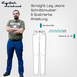 Schnittmuster Straight Leg Jeans "Der blaue Pfad" Herren Gr. 44 - 64