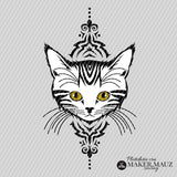 Plotterdatei Katze Ornamental | Katzenkopf mit Ornamenten
