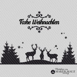Plotterdatei Winterlandschaft Weihnachten | Hirsche im Wald