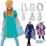 Schnittmuster Kleid / Ballontunika "Sidecutkleid" Gr. 74 - 164 inkl. Puppenschnitt