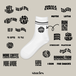 Plotterdatei Socken Sprüche Set mit 23 Mini Designs, moderne lustige Sprüche zum klein Plotten (3–4 cm), ideal für DIY Statement Socken, SVG DXF PNG Dateien