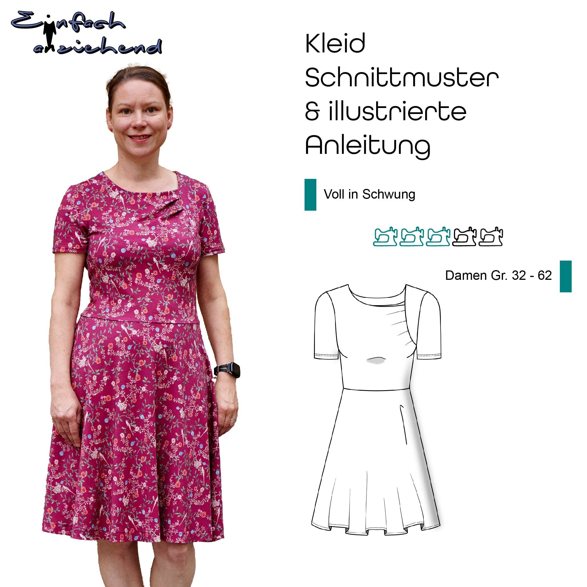 Schnittmuster Kleid „Voll in Schwung“ Damen Gr. 32 - 62 : - Sewando
