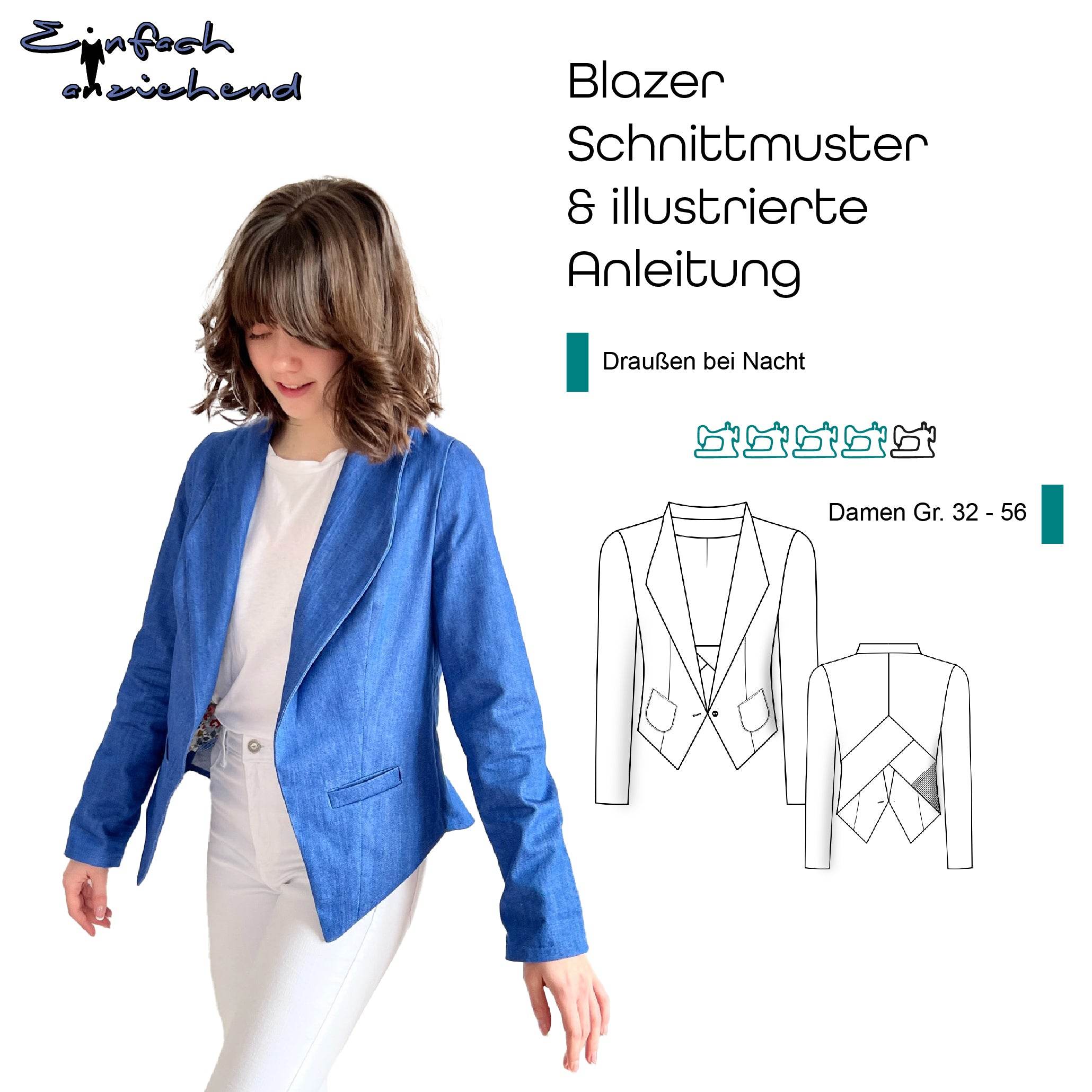 Schnittmuster Blazer „Draussen bei Nacht“ Damen Gr. 32 - 56 - Sewando