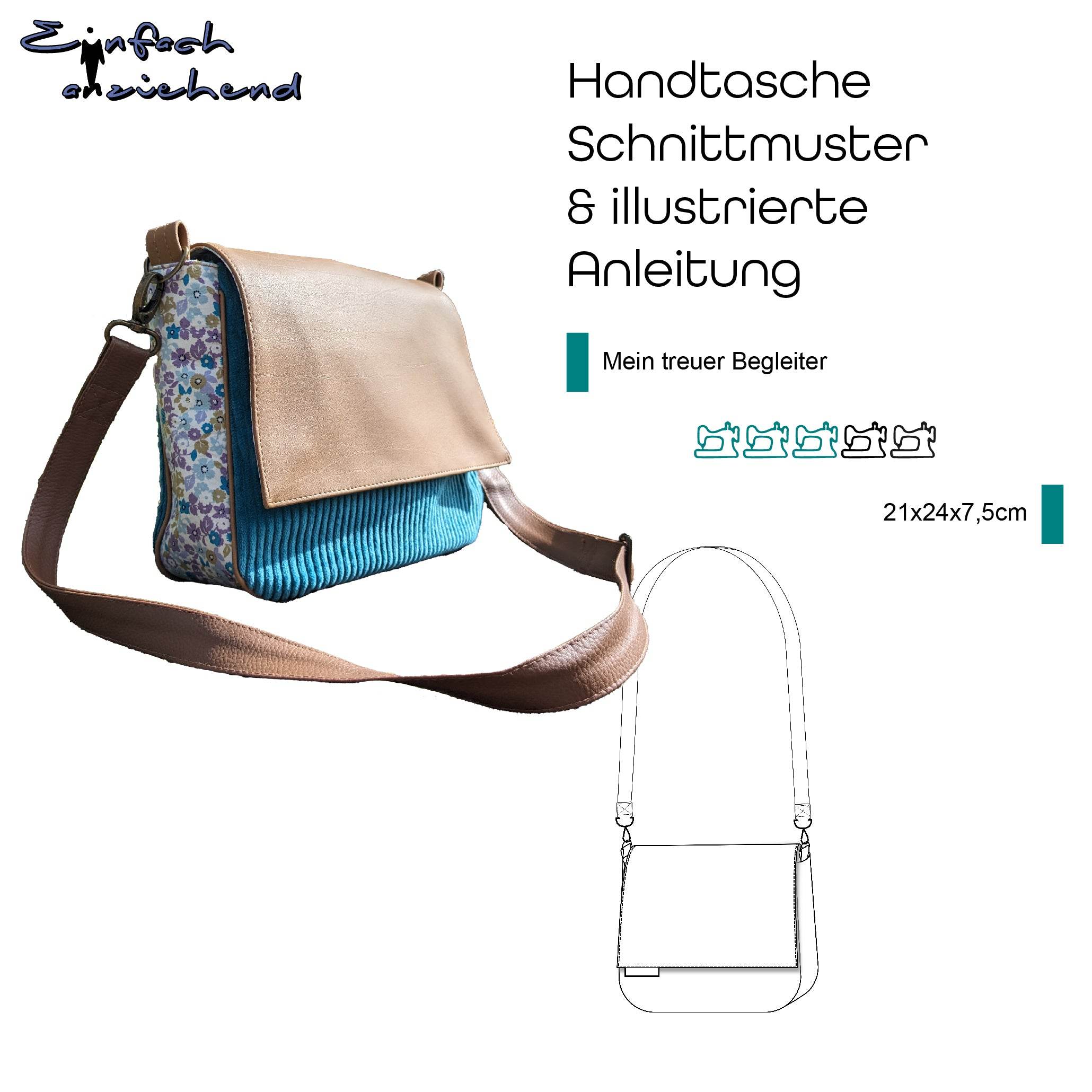 Schnittmuster Tasche „Mein treuer Begleiter“ 21x24x7,5cm - Sewando
