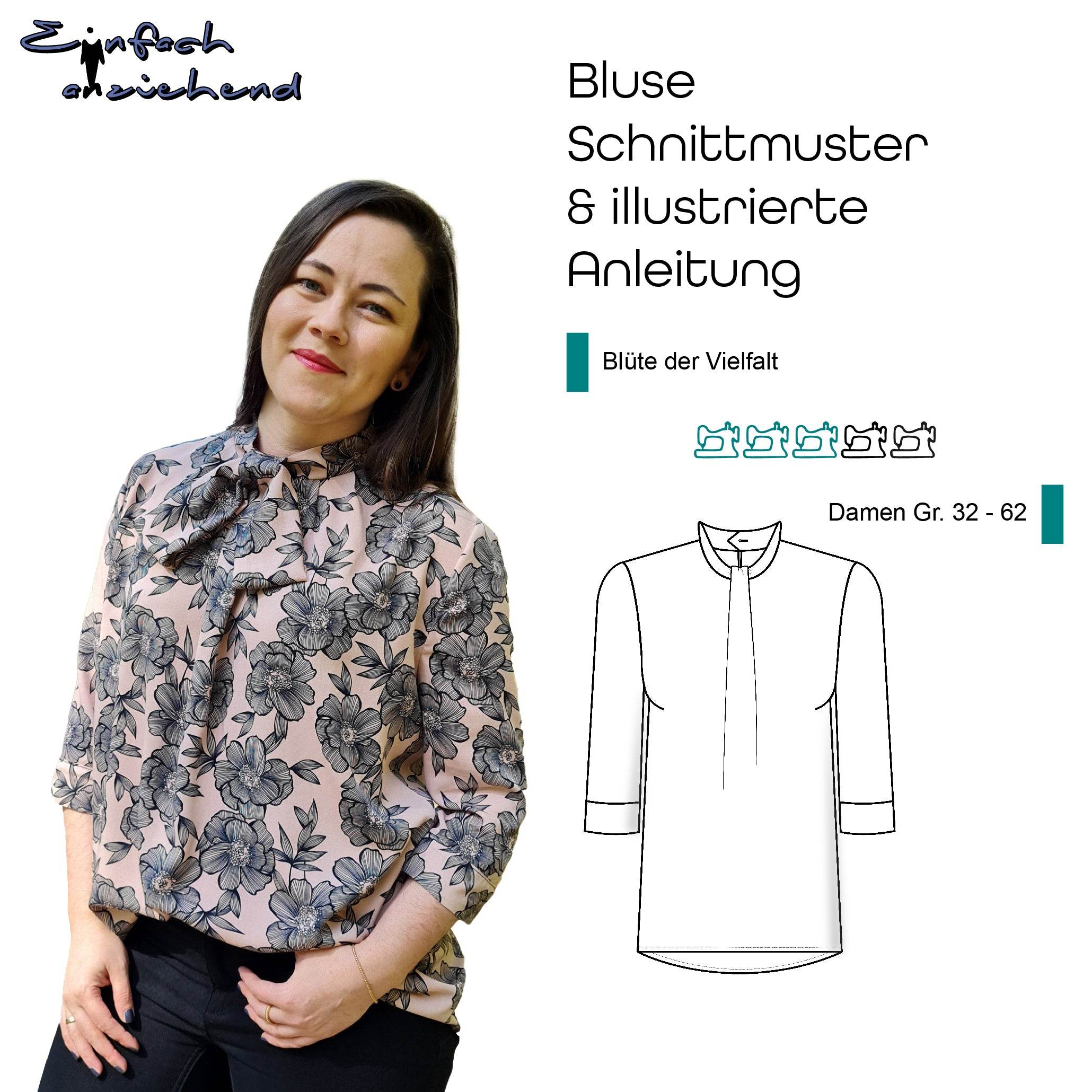 Schnittmuster Bluse „Blüte der Vielfalt“ Damen Gr. 32 - 62 - Sewando