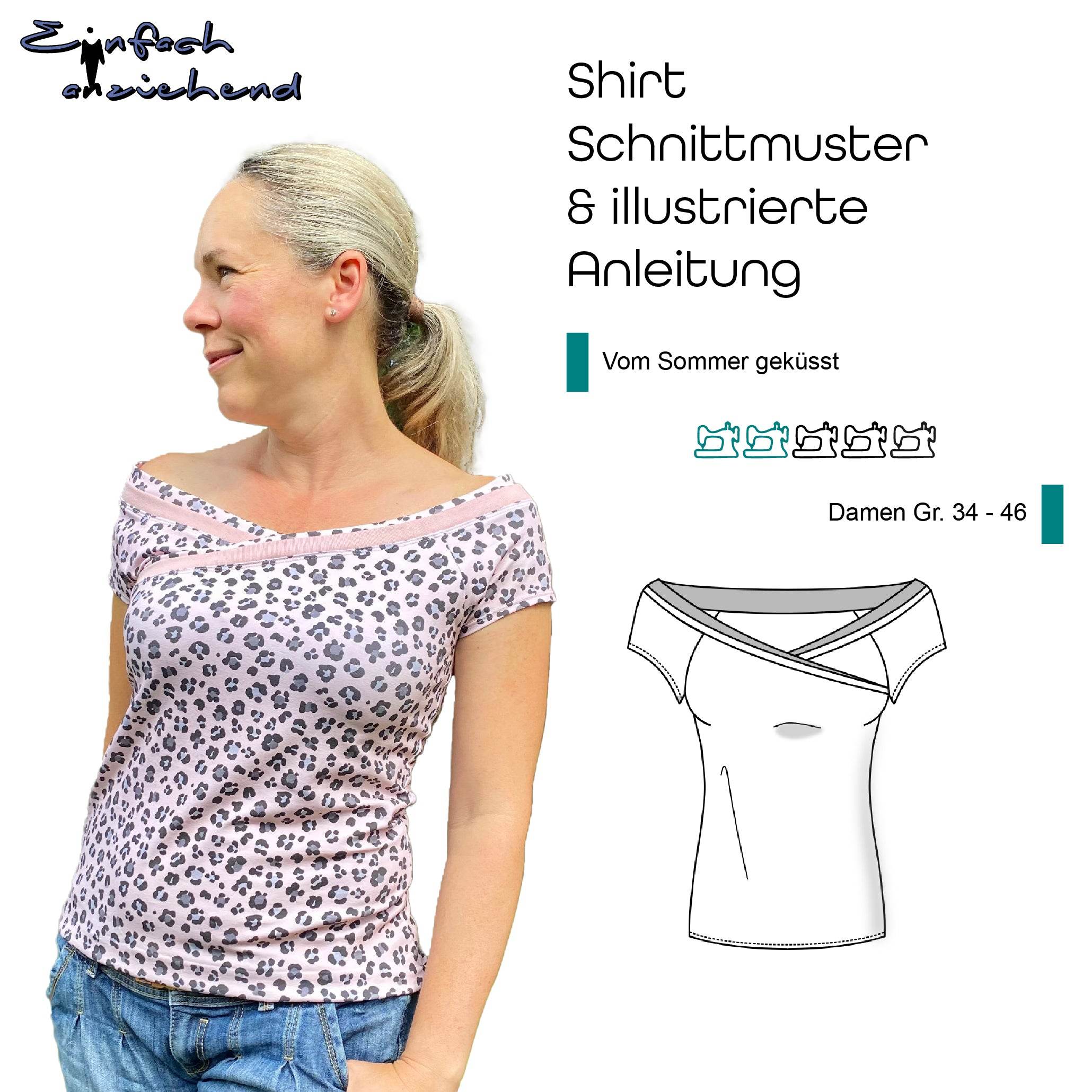 Schnittmuster Shirt „Vom Sommer geküsst“ Damen Gr. 34 - 46 - Sewando