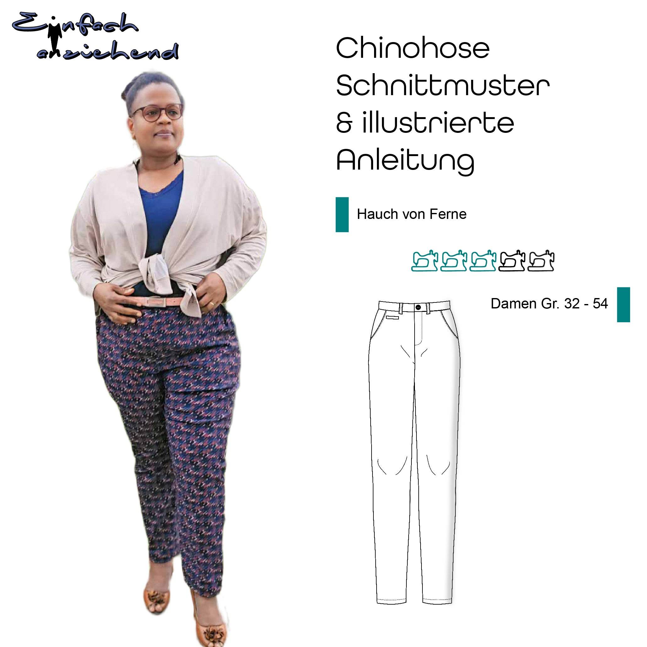 Schnittmuster Chinohose „Hauch von Ferne“ Damen Gr. 32 - 54 - Sewando