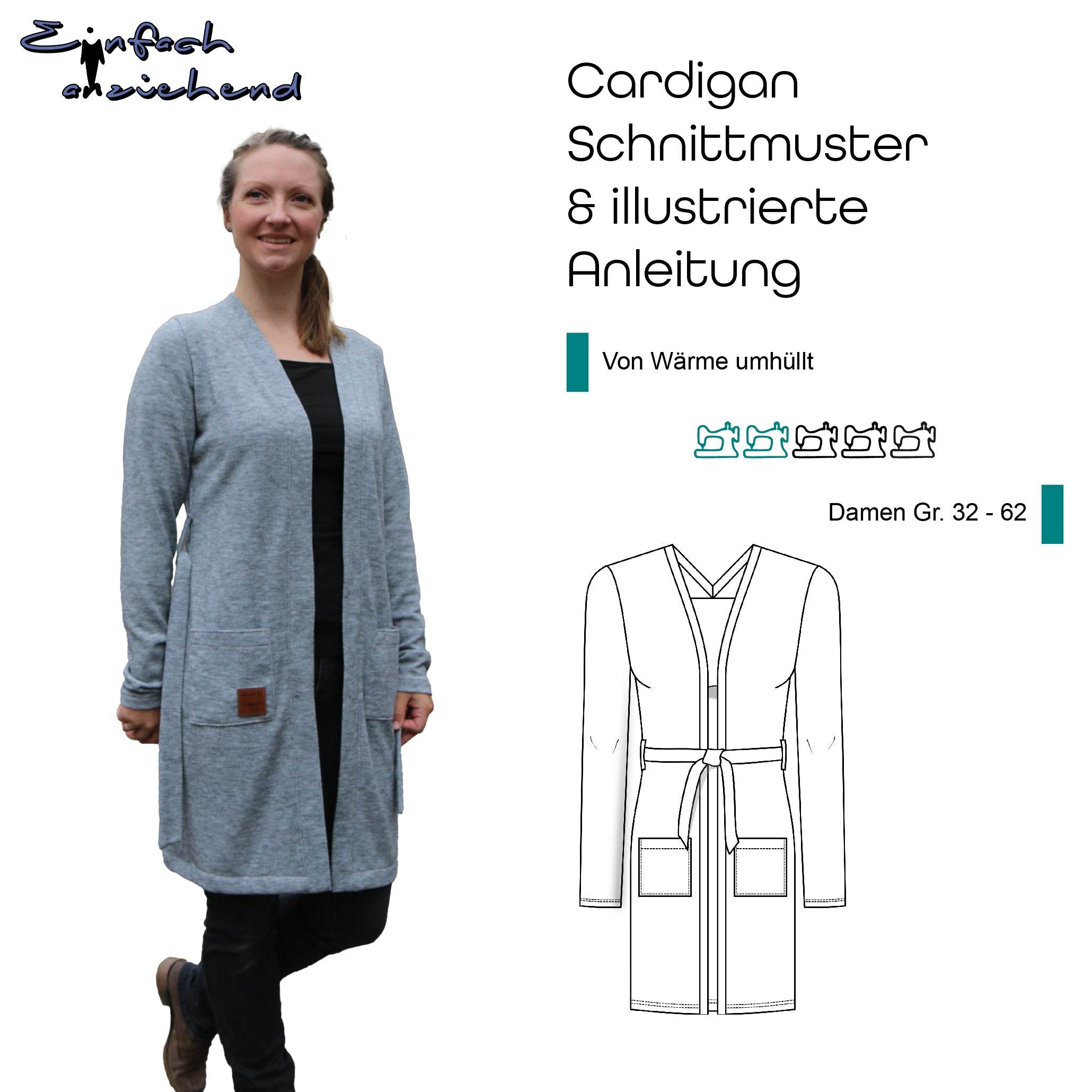 Schnittmuster Cardigan „Von Wärme umhüllt“ Damen Gr. 32 - 62 - Sewando