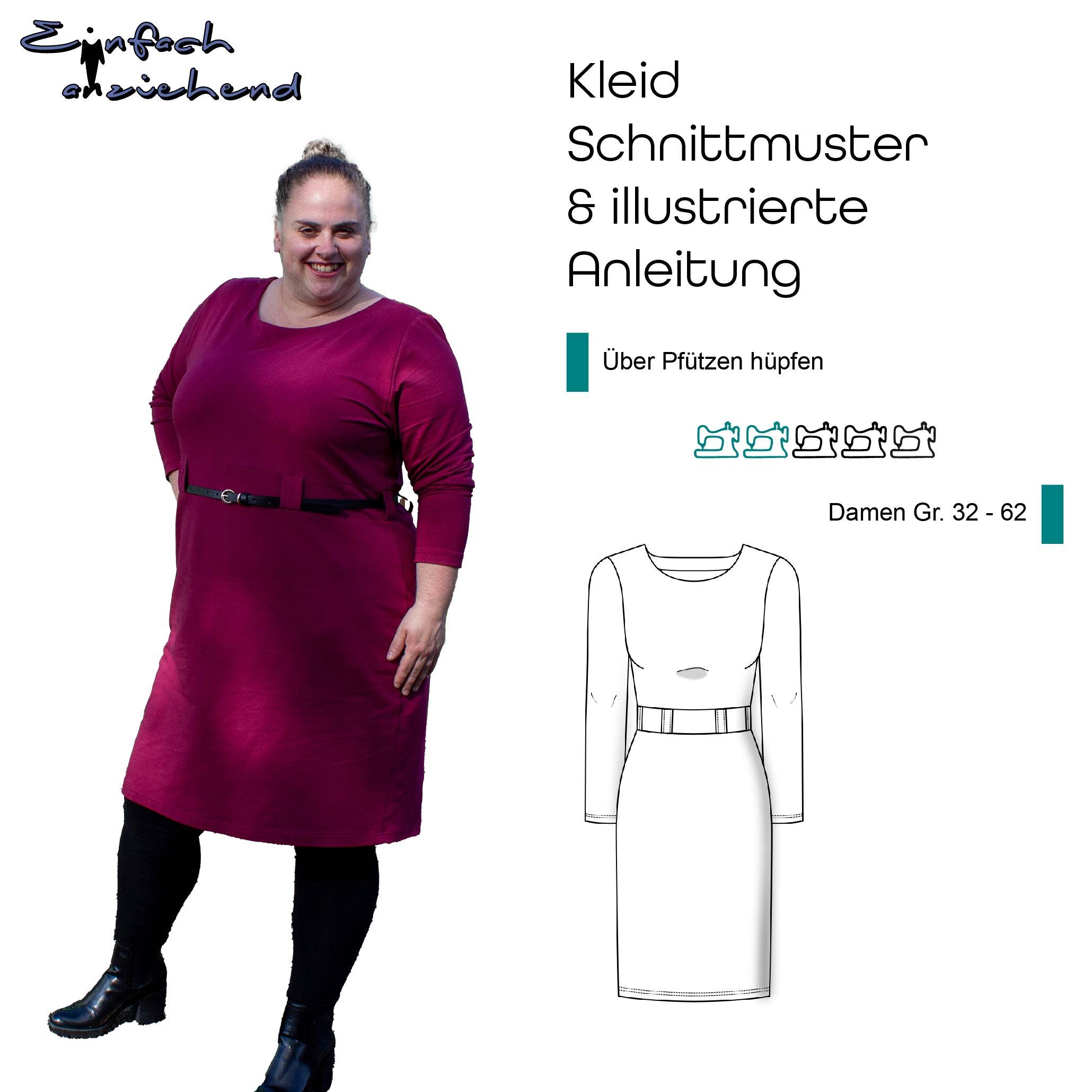 Schnittmuster Kleid „Über Pfützen hüpfen“ Damen Gr. 32 - 62 - Sewando