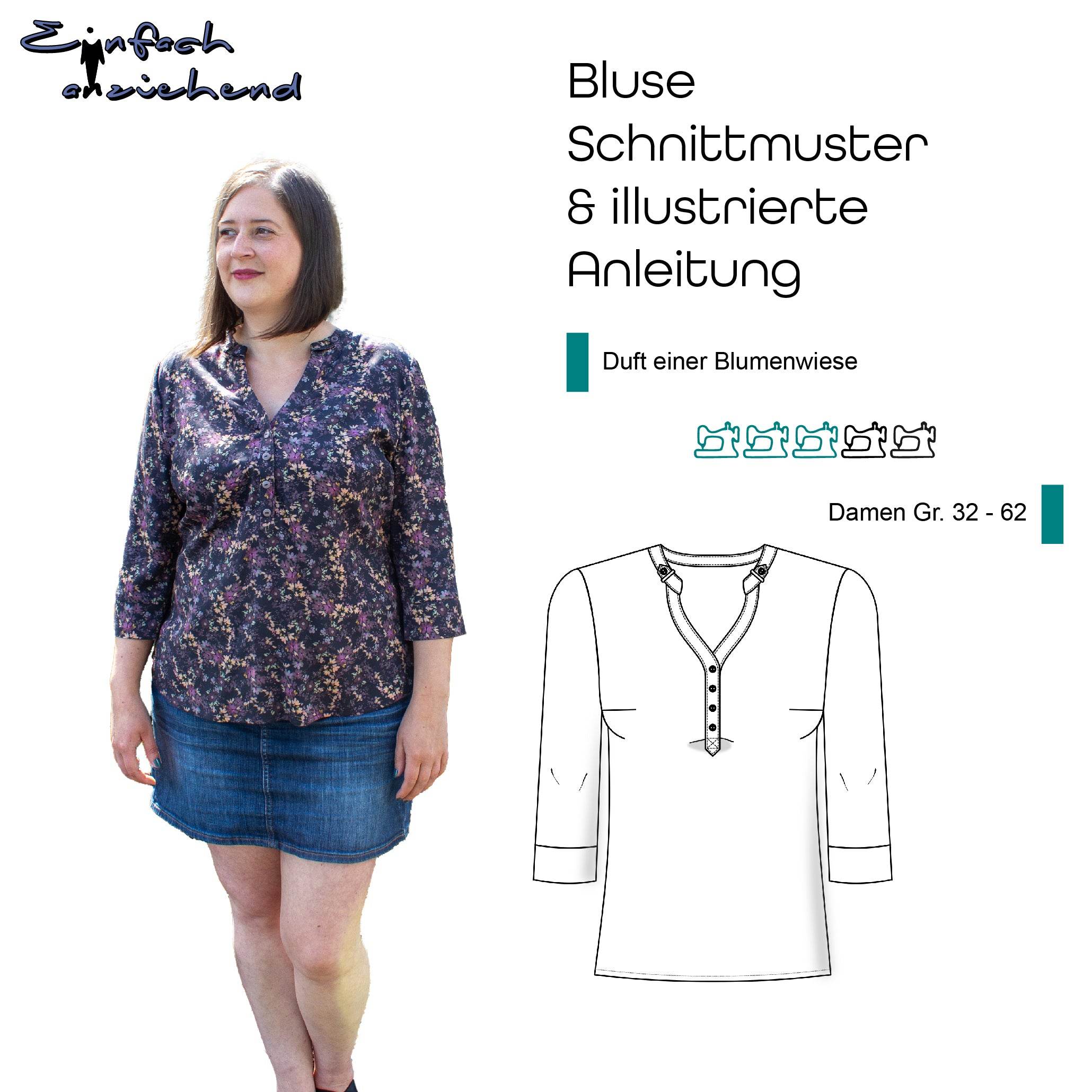 Schnittmuster Bluse „Duft einer Blumenwiese“ Damen Gr. 32 - 62 - Sewando