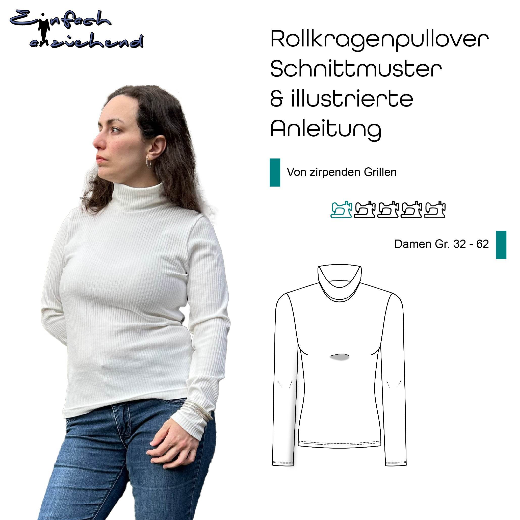 Schnittmuster Rollkragenpullover „Von zirpenden Grillen“ Damen Gr. 32 - 62 : - Sewando