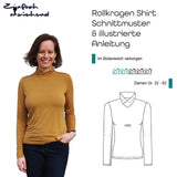 Schnittmuster Rollkragenshirt „Im Blütenkelch verborgen“ Damen Gr. 32 - 62 - Sewando