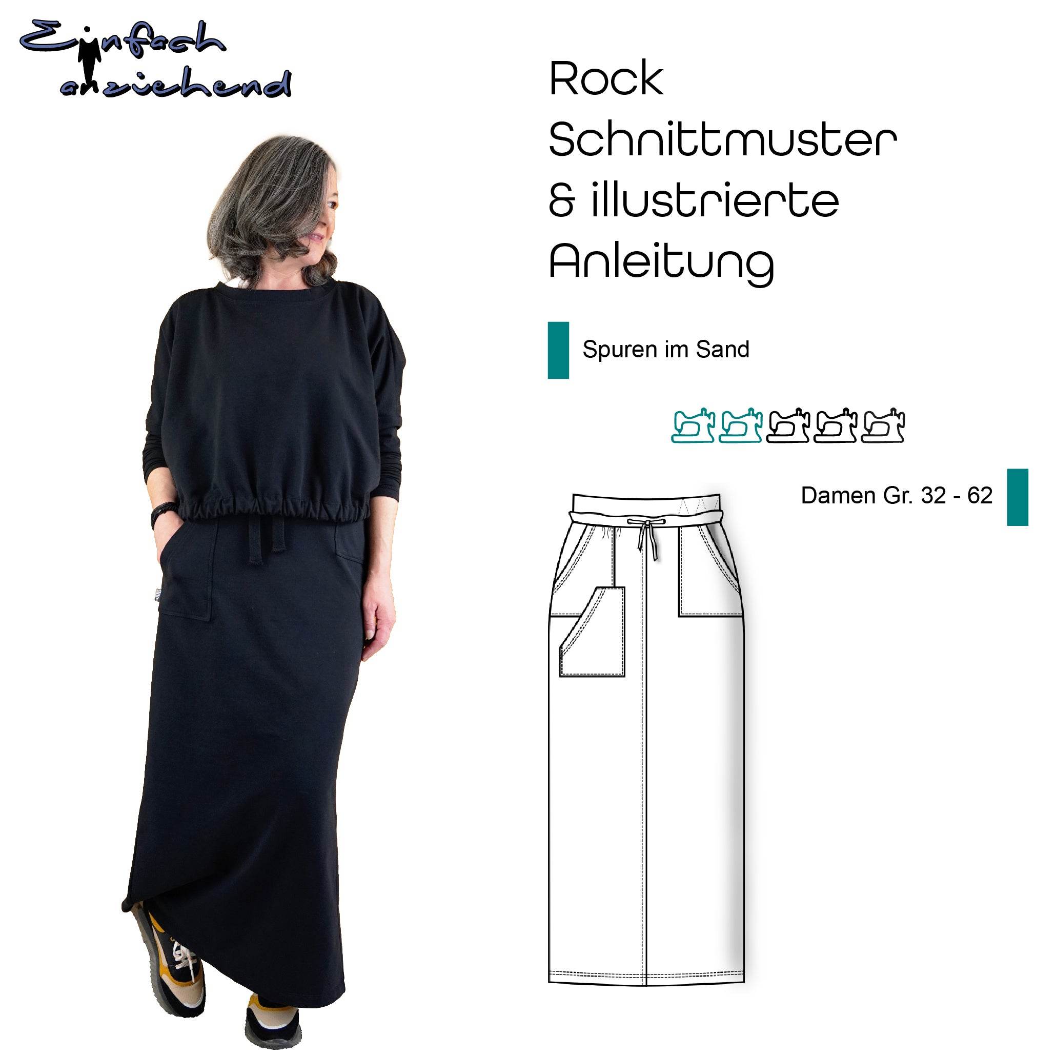 Schnittmuster Rock „Spuren im Sand“ Damen Gr. 32 - 62 - Sewando