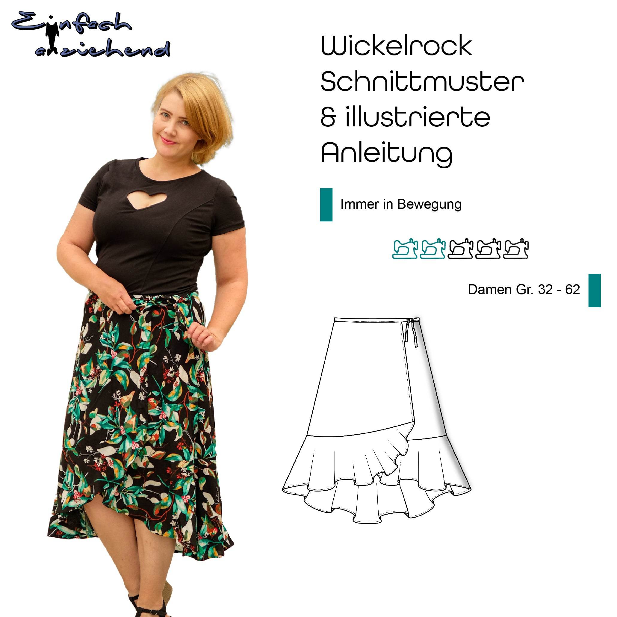 Schnittmuster Wickelrock „Immer in Bewegung“ Damen Gr. 32 - 62 : - Sewando