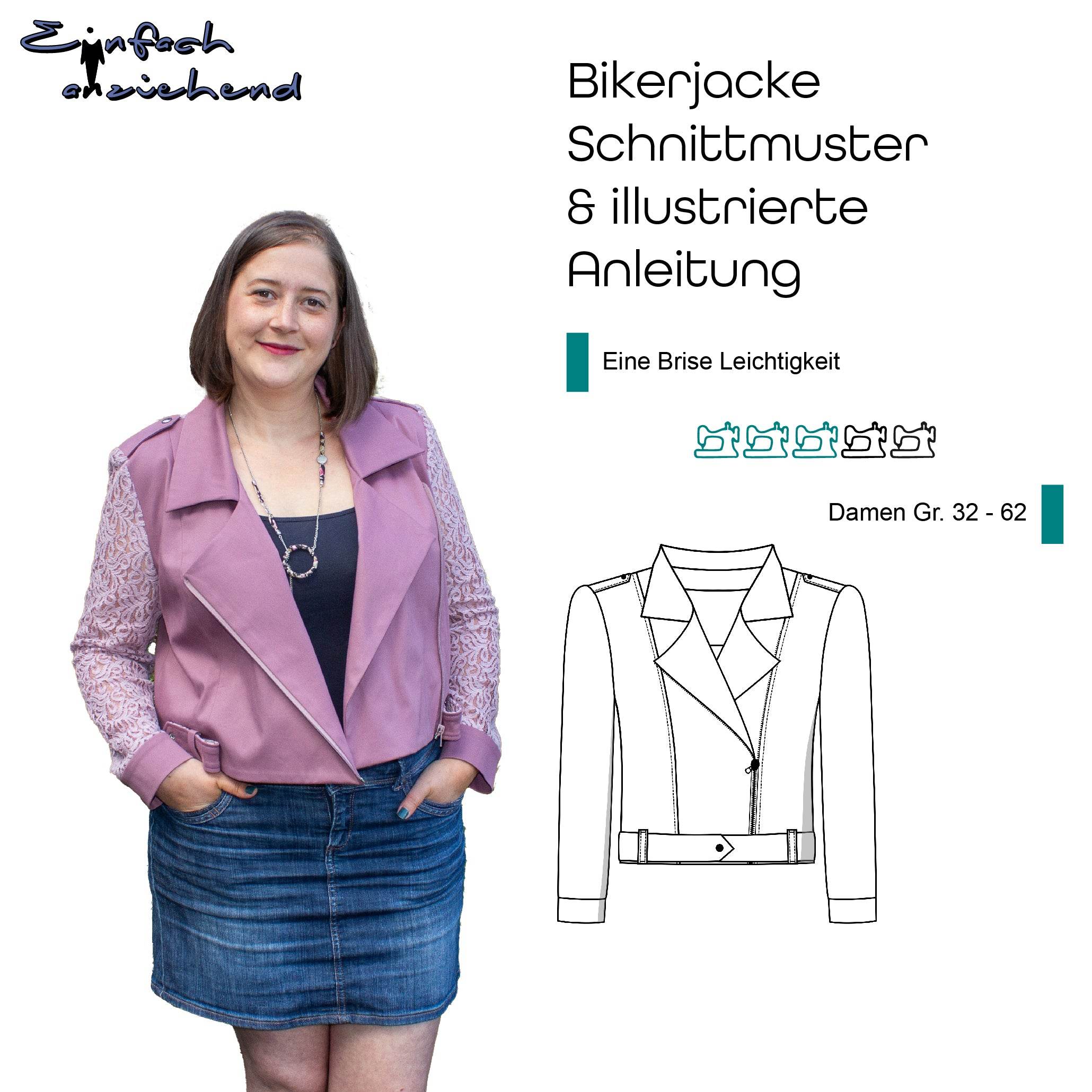 Schnittmuster Bikerjacke „Eine Brise Leichtigkeit“ Damen Gr. 32 - 62 - Sewando