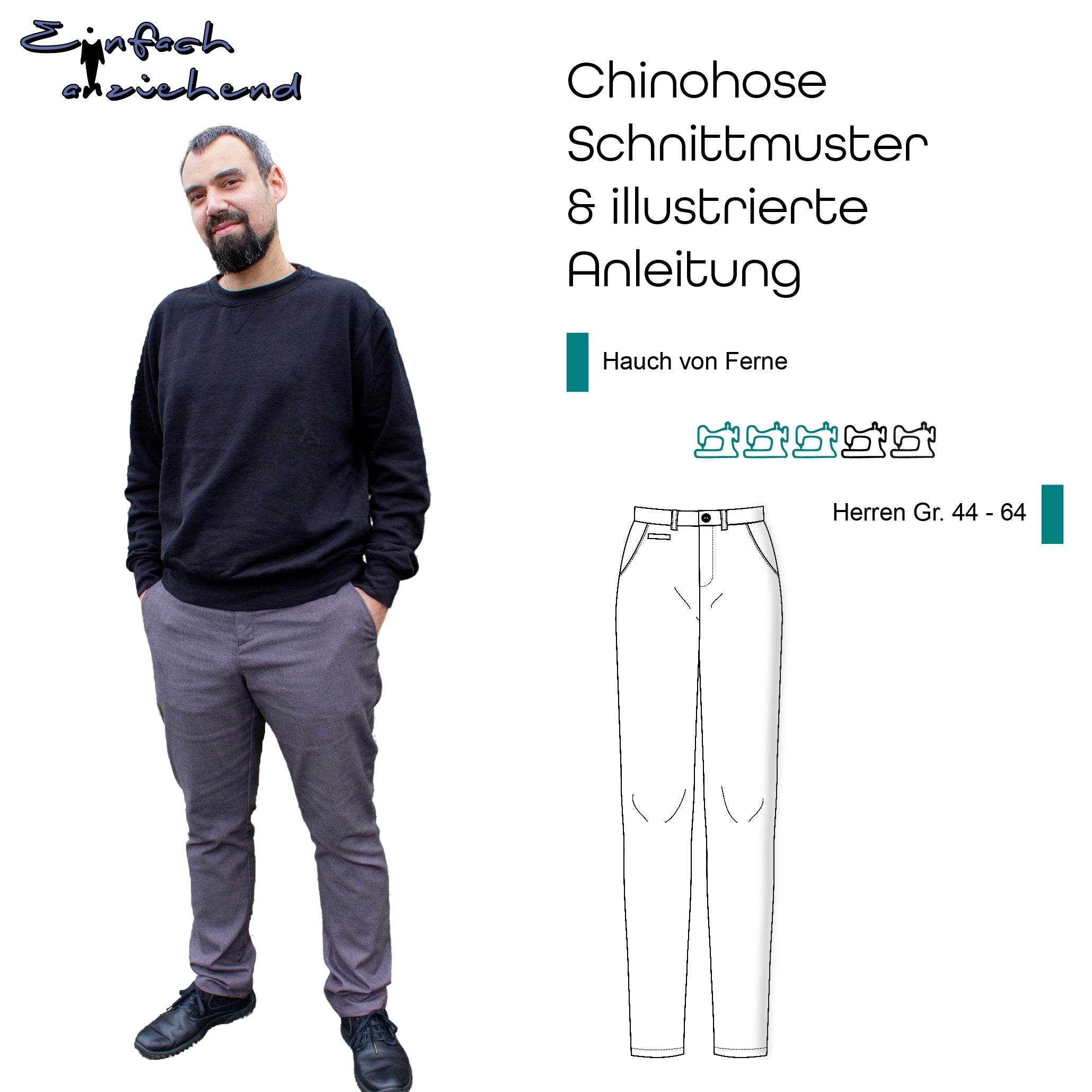 Schnittmuster Chinohose „Hauch von Ferne“ Herren Gr. 44 - 64 - Sewando
