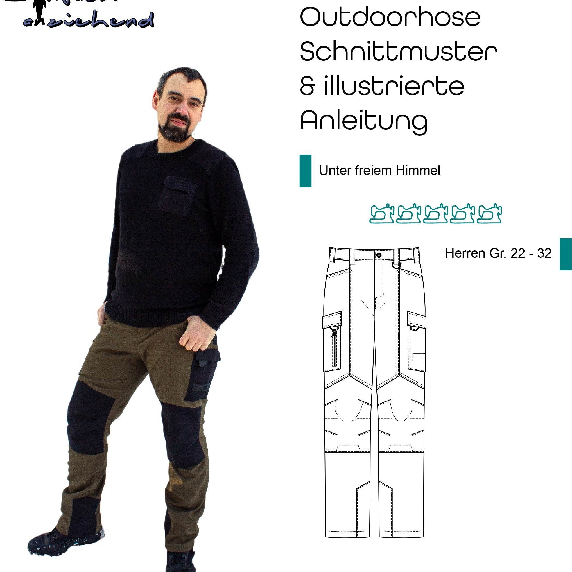 Schnittmuster Outdoorhose „Unter freiem Himmel“ Herren Kurzgrößen Gr. 22 – 32 - Sewando