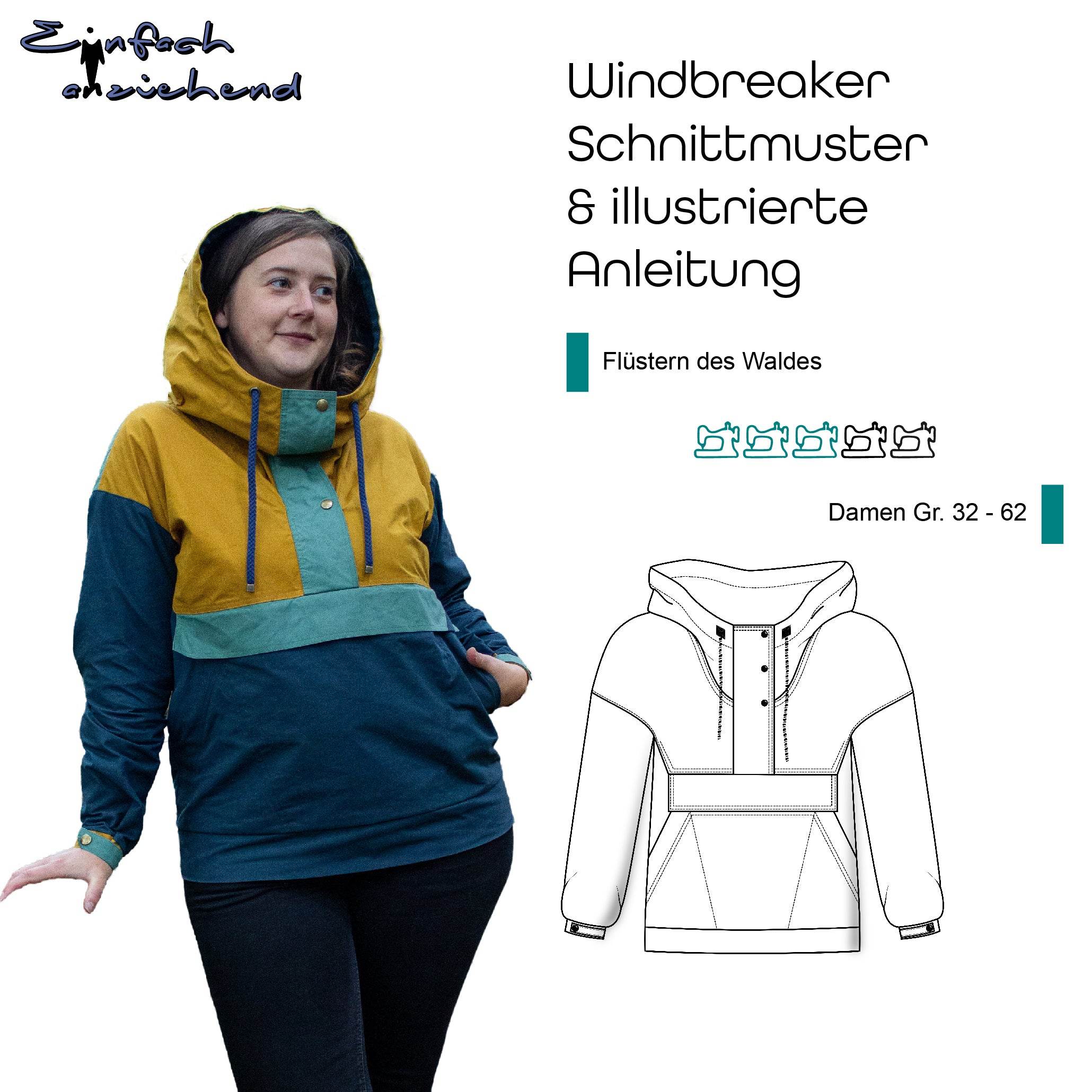 Schnittmuster Windbreaker „Flüstern des Waldes“ Damen Gr. 32 - 62 - Sewando