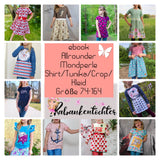 Schnittmuster Mondperle Größe 74-164 Kleid, Shirt, Tunika, Crop-Top - Sewando