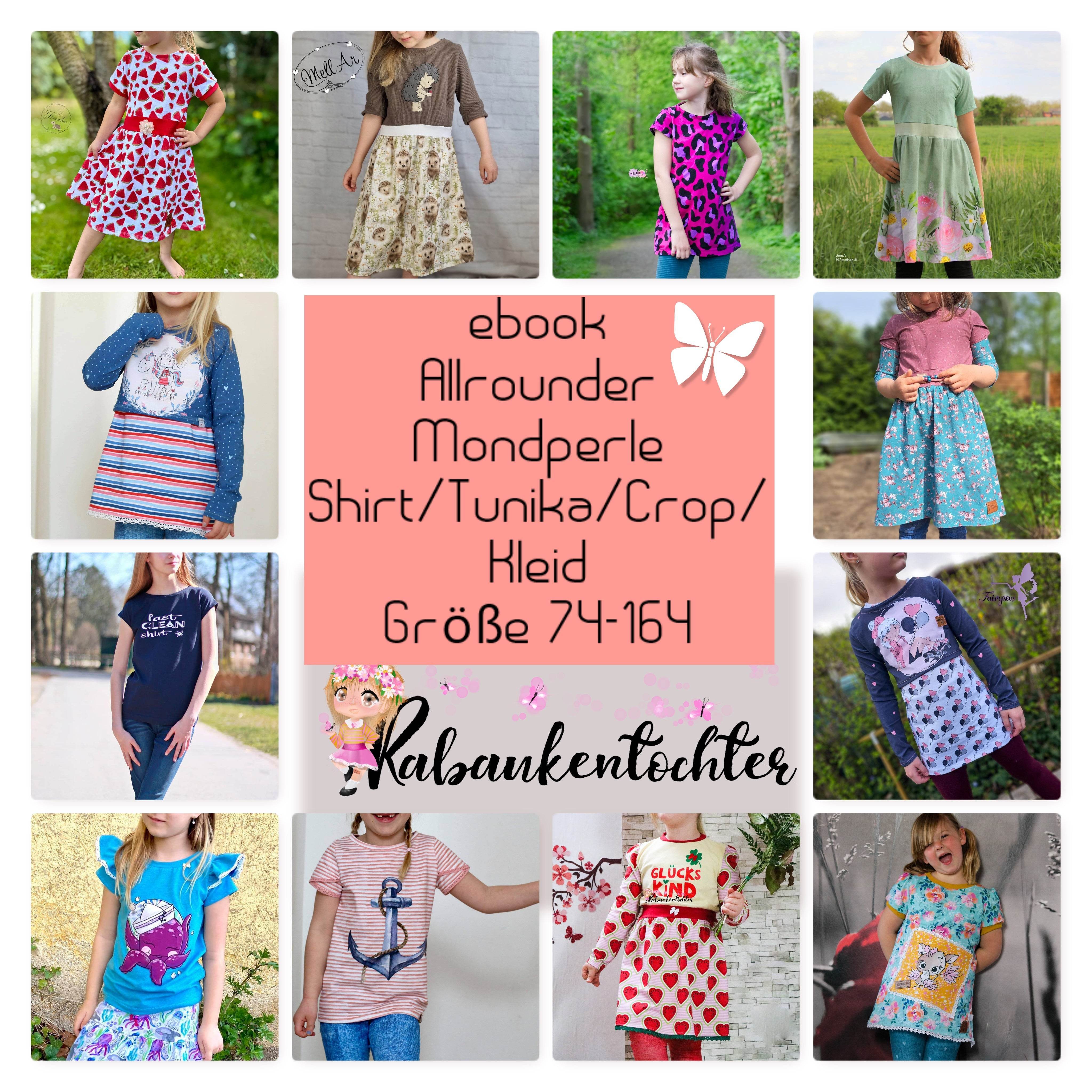 Schnittmuster Mondperle Größe 74-164 Kleid, Shirt, Tunika, Crop-Top - Sewando