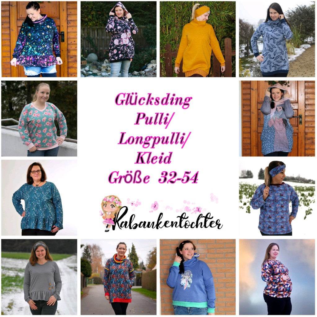 Schnittmuster Glücksding Pulli/Longpulli/Kleid Größe 32-54 - Sewando