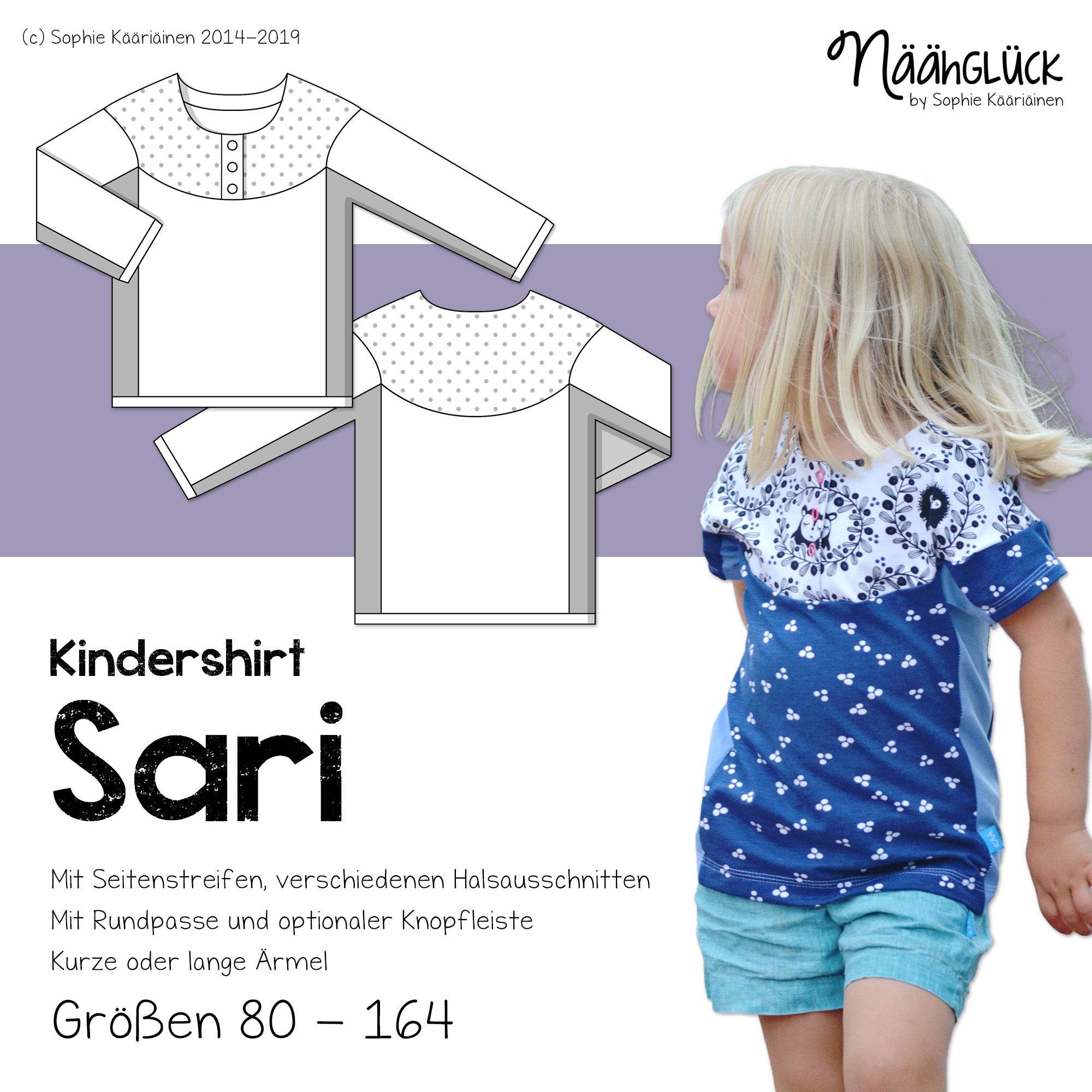 Schnittmuster Kindershirt Sari - Größe 80 - 164 - Sewando