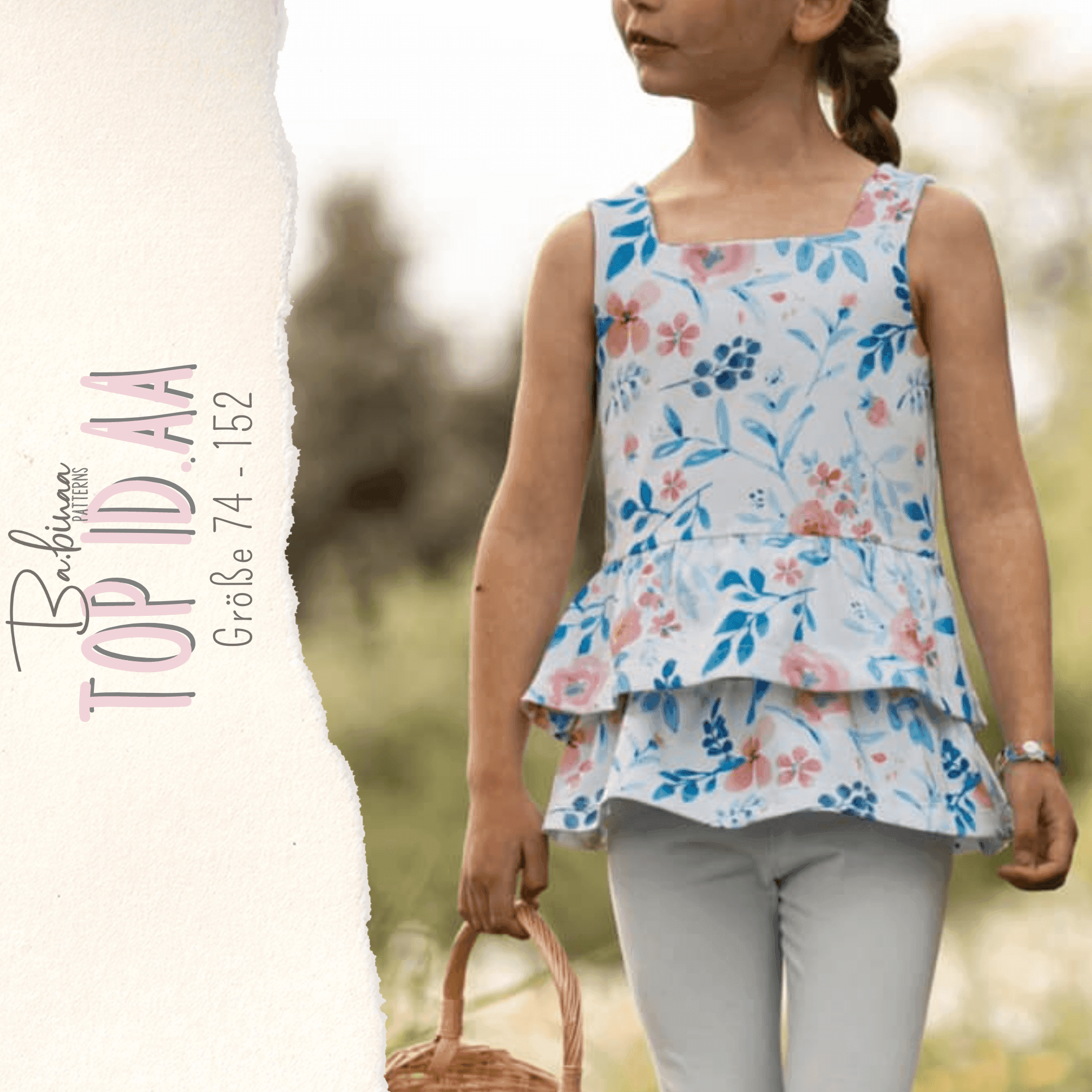 Top Id.aa – Sommertop mit Spaghettiträgern, Knopfleiste & Volants – Schnittmuster Gr. 74-152 - Sewando
