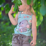 Top Id.aa – Sommertop mit Spaghettiträgern, Knopfleiste & Volants – Schnittmuster Gr. 74-152 - Sewando