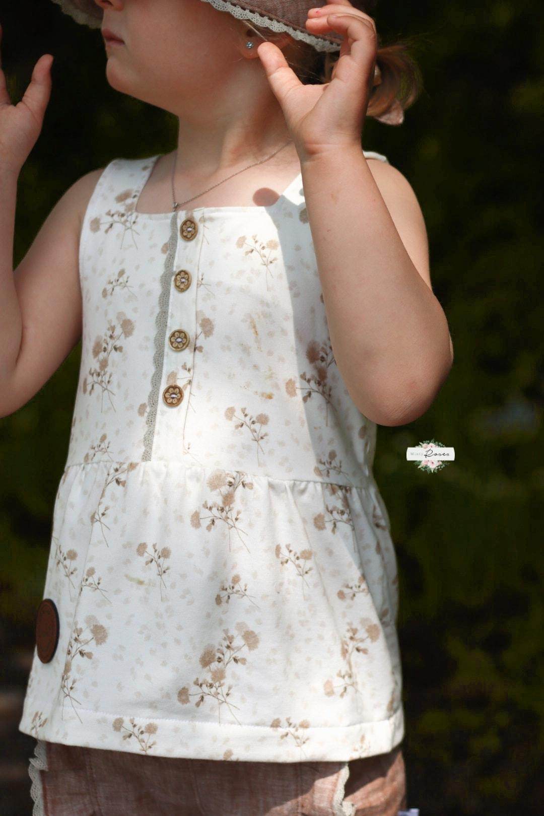 Top Id.aa – Sommertop mit Spaghettiträgern, Knopfleiste & Volants – Schnittmuster Gr. 74-152 - Sewando
