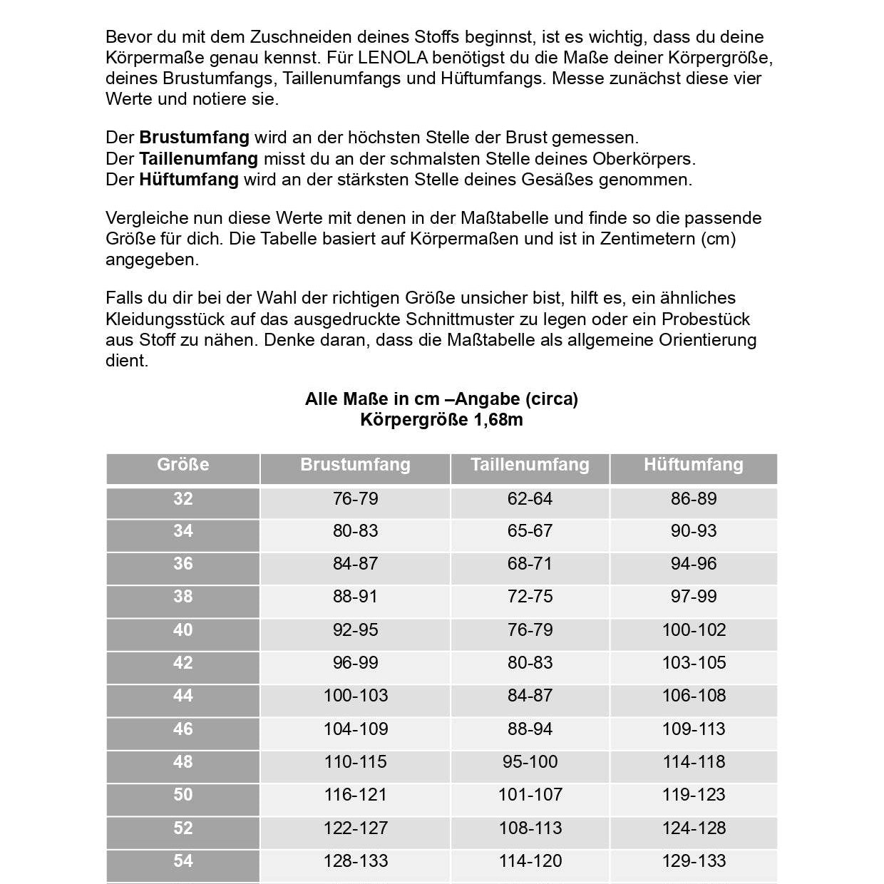 Schnittmuster Top LENOLA Gr. 34-54 - Sewando