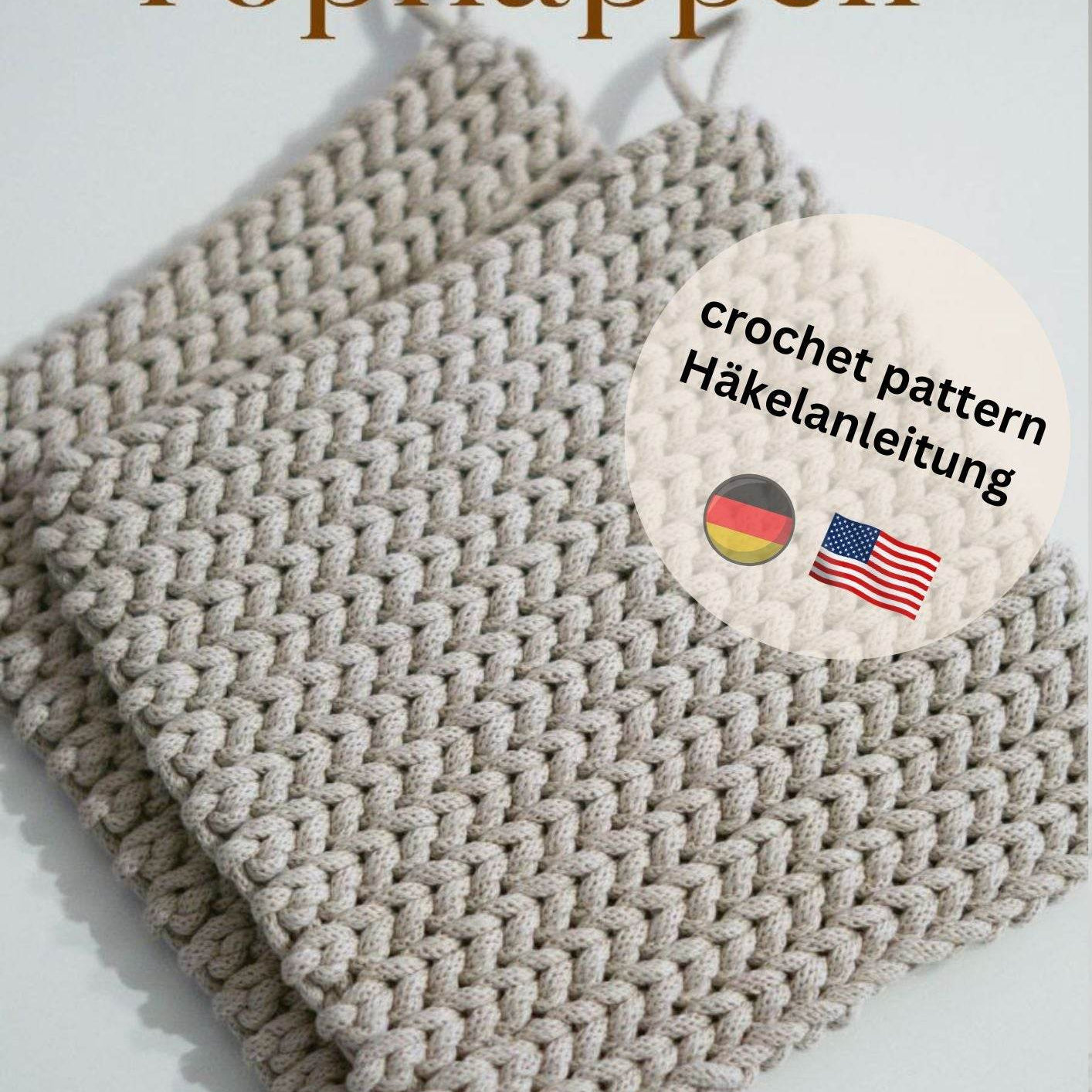 Häkelanleitung Topflappen PDF DEUTSCH Teppich, Platzset, modern Untersetzer, DIY - Sewando