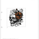 Stickdatei Totenkopf mit Blumen "Kaja" - realistisch - FÜR HELLE STOFFE