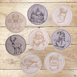 Stickdatei Weihnachten Vintage Mug Rug Set 986 ITH Maschinenstickerei