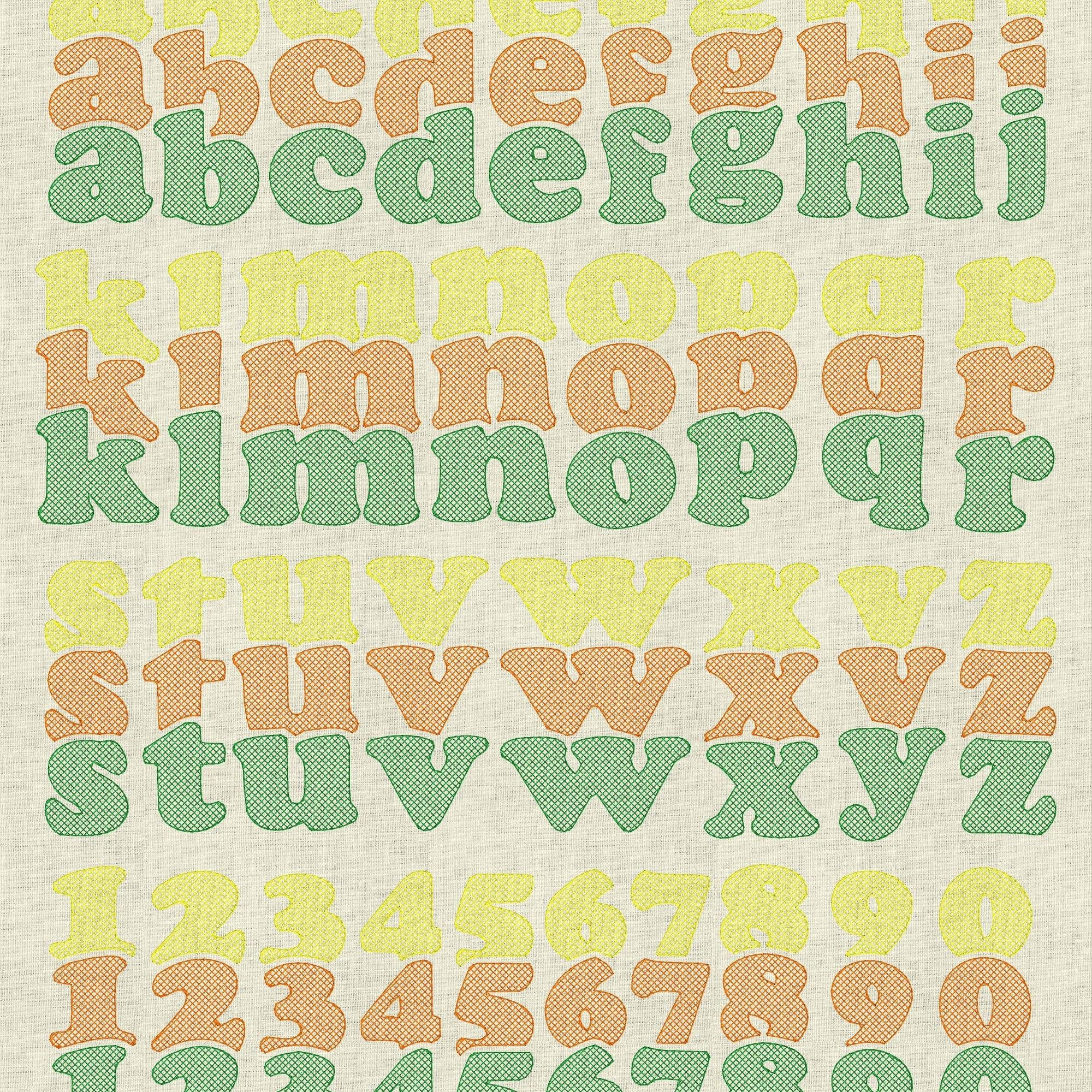 Stickdatei Triple Schrift mit Muster ca. 95mm Set 987 Buchstaben Zahlen - Sewando